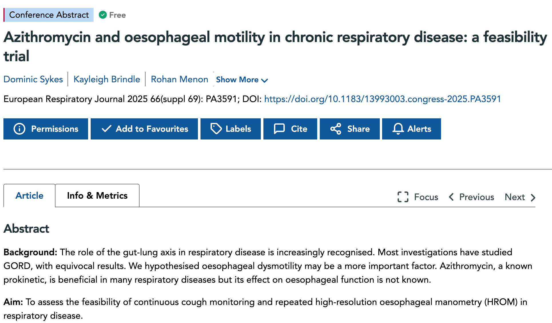 Image resource about Azithromycin and Oesophageal Motility in Chronic Respiratory Disease: A Feasibility Trial