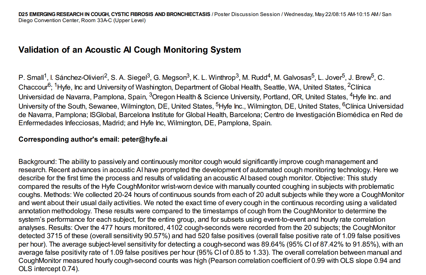 ATS 2024: Validation of an Acoustic AI Cough Monitoring System