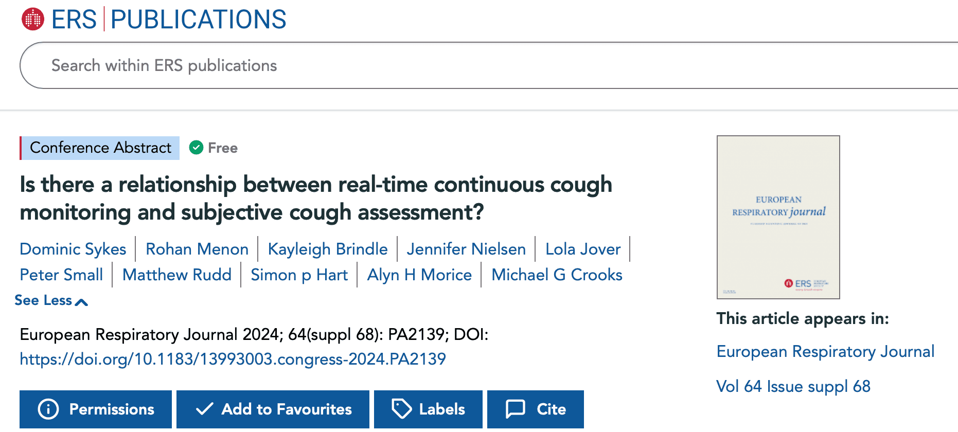 ERS 2024: Is there a relationship between real-time continuous cough monitoring and subjective cough assessment?
