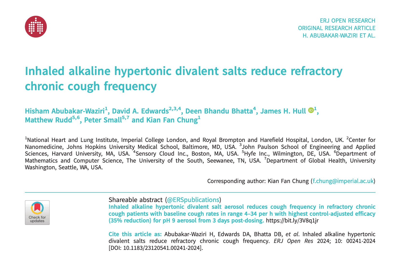 Inhaled alkaline hypertonic divalent salts reduce refractory chronic cough frequency