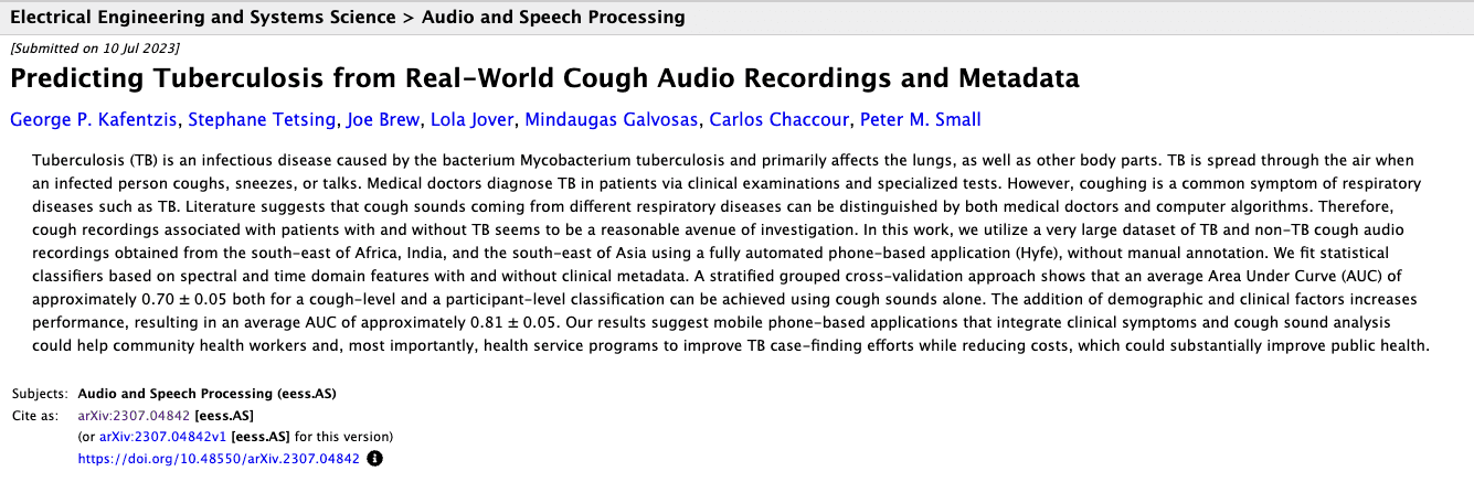 Predicting Tuberculosis from Real-World Cough Audio Recordings and Metadata