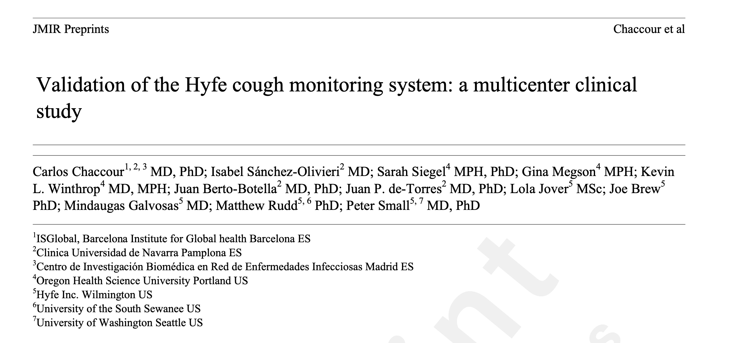 Validation of the Hyfe cough monitoring system: a multicenter clinical study